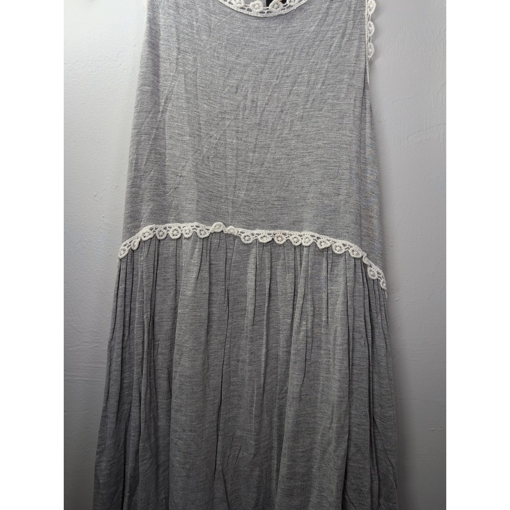 POL Top Womens Small Gray Racerback Tank Top Shirt Crochet Trim Zip Back‎